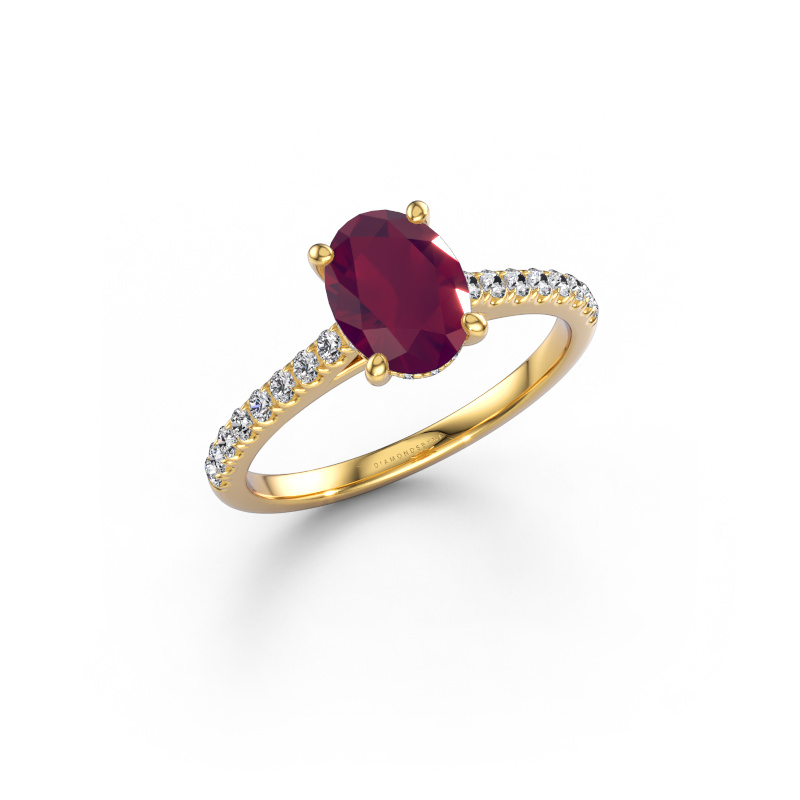 Image of Engagement ring Sophie OVL 585 gold Rhodolite 8x6 mm