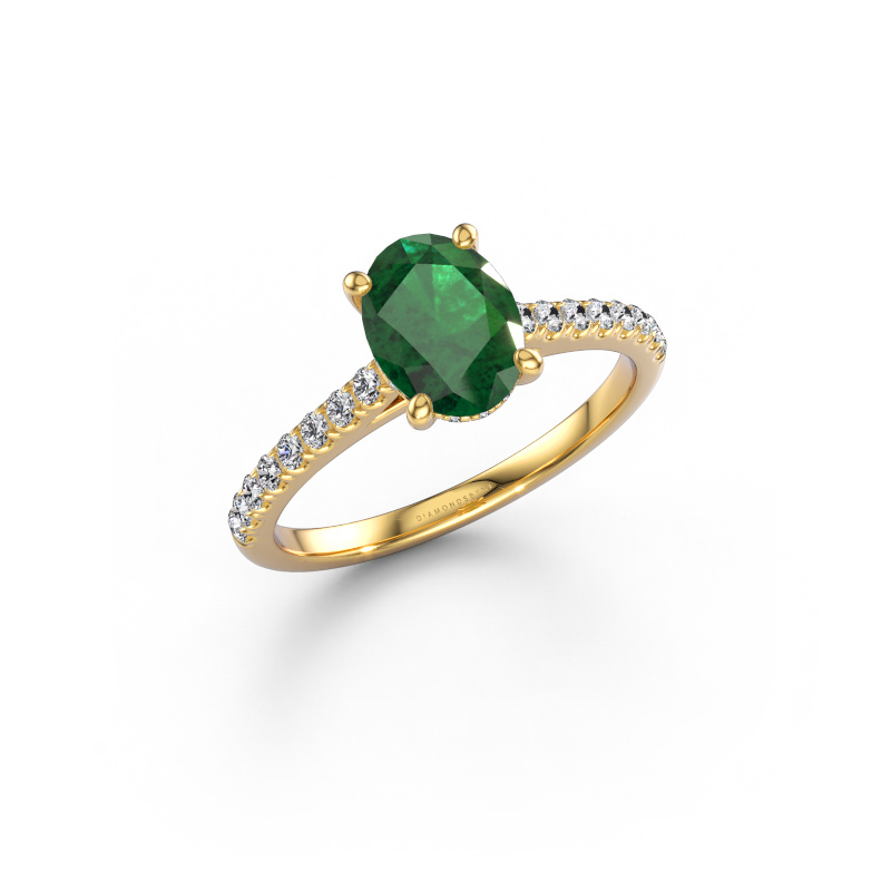 Image of Engagement ring Sophie OVL 585 gold Emerald 8x6 mm