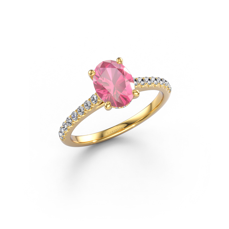 Image of Engagement ring Sophie OVL 585 gold Pink sapphire 8x6 mm