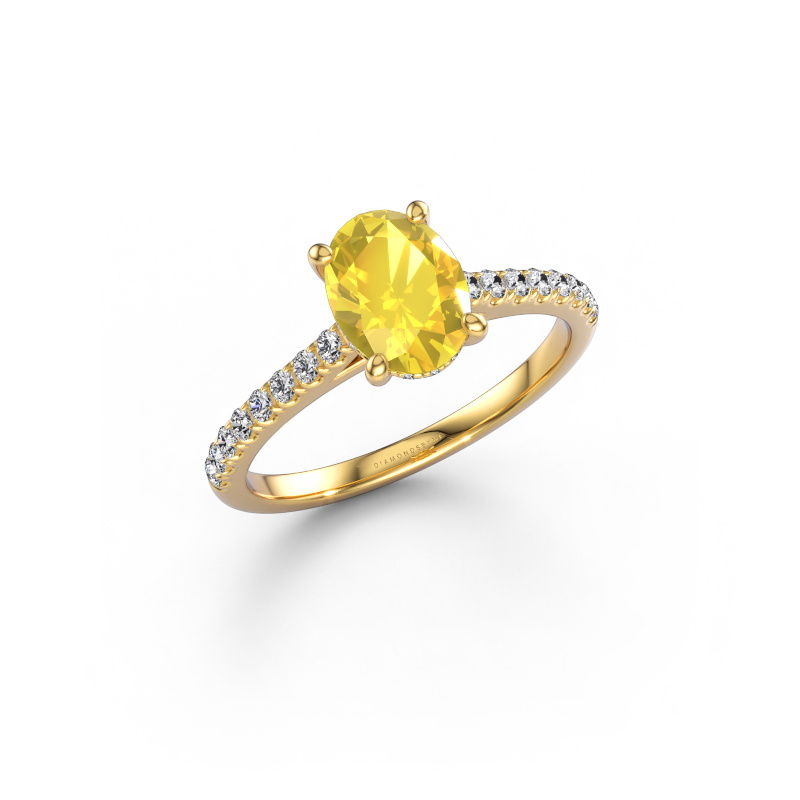 Image of Engagement ring Sophie OVL 585 gold Yellow sapphire 8x6 mm