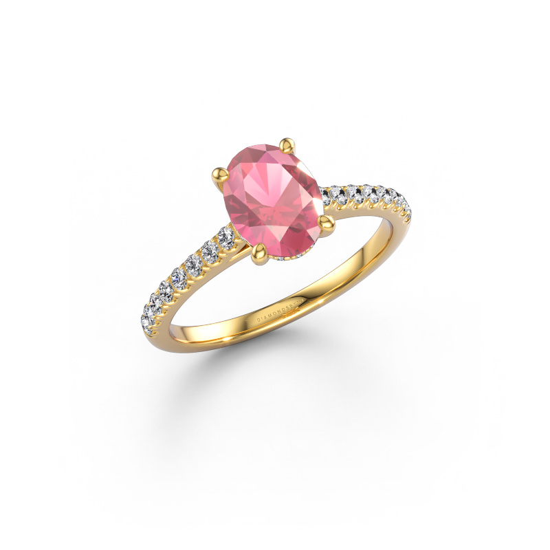 Immagine di Anello di fidanzamento Sophie OVL 585 oro Tormalina rosa 8x6 mm