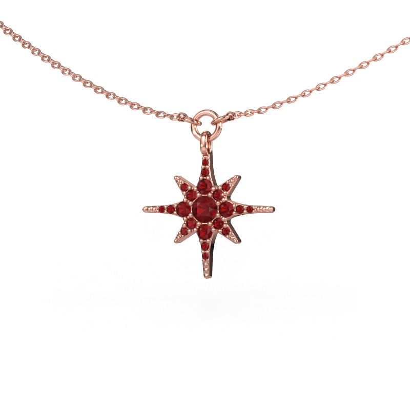 Image of Necklace Star 585 rose gold Ruby 3 mm