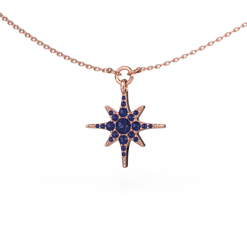 Image of Necklace Star 585 rose gold Sapphire 3 mm