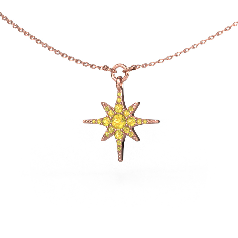 Image of Necklace Star 585 rose gold Yellow sapphire 3 mm