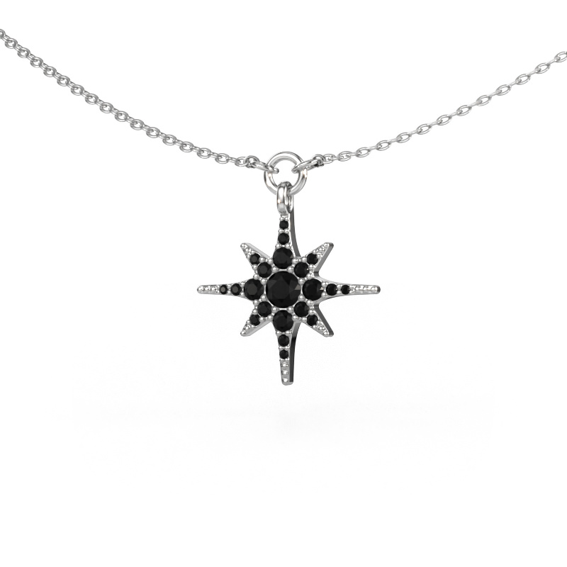 Bild von Halskette Star 585 Weißgold Schwarz Diamant 0.348 crt