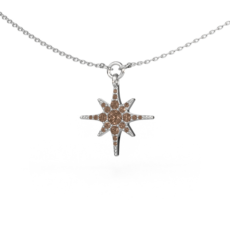 Bild von Halskette Star 585 Weißgold Braun Diamant 0.29 crt