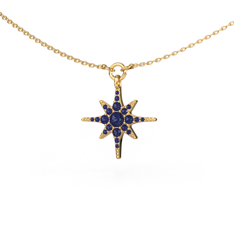 Bild von Halskette Star 585 Gold Saphir 3 mm