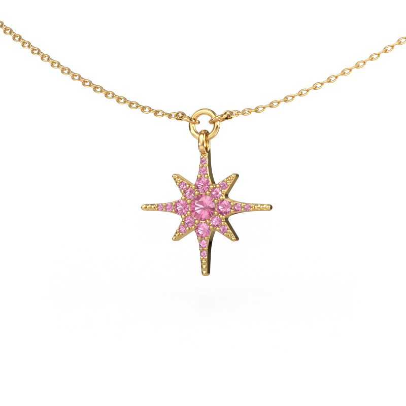 Image de Collier Star 585 or jaune Saphir rose 3 mm