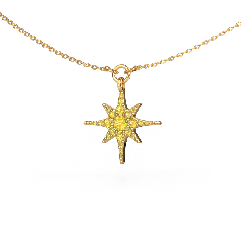 Image of Necklace Star 585 gold Yellow sapphire 3 mm