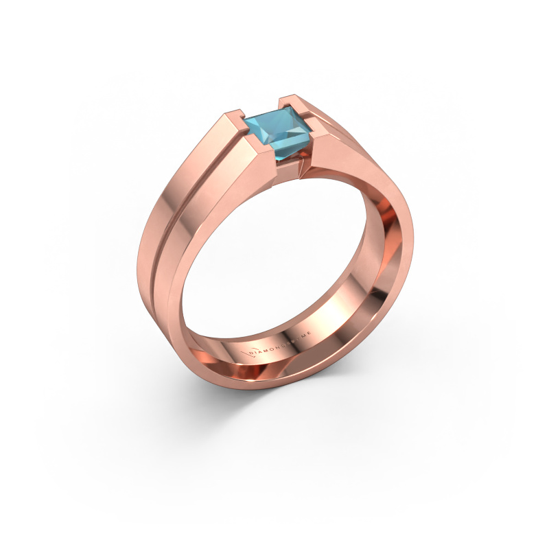 Image of Men's ring Stefan 585 rose gold Blue topaz 4.5 mm