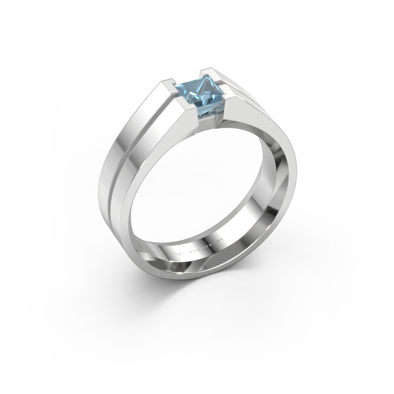 Image of Men's ring Stefan 950 platinum Blue lab grown diamond 4.5 mm