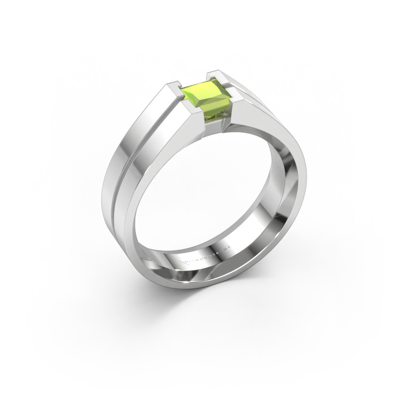Bild von Herrenring Stefan 585 Weißgold Peridot 4.5 mm