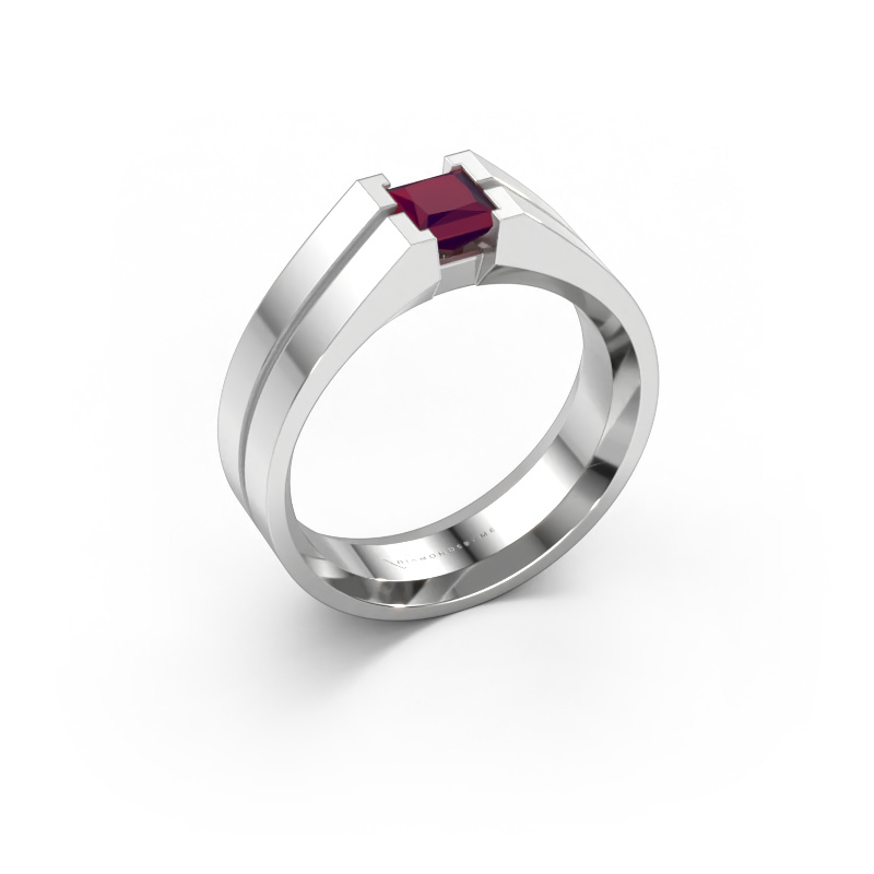 Image de Bague pour homme Stefan 585 or blanc Rhodolite 4.5 mm