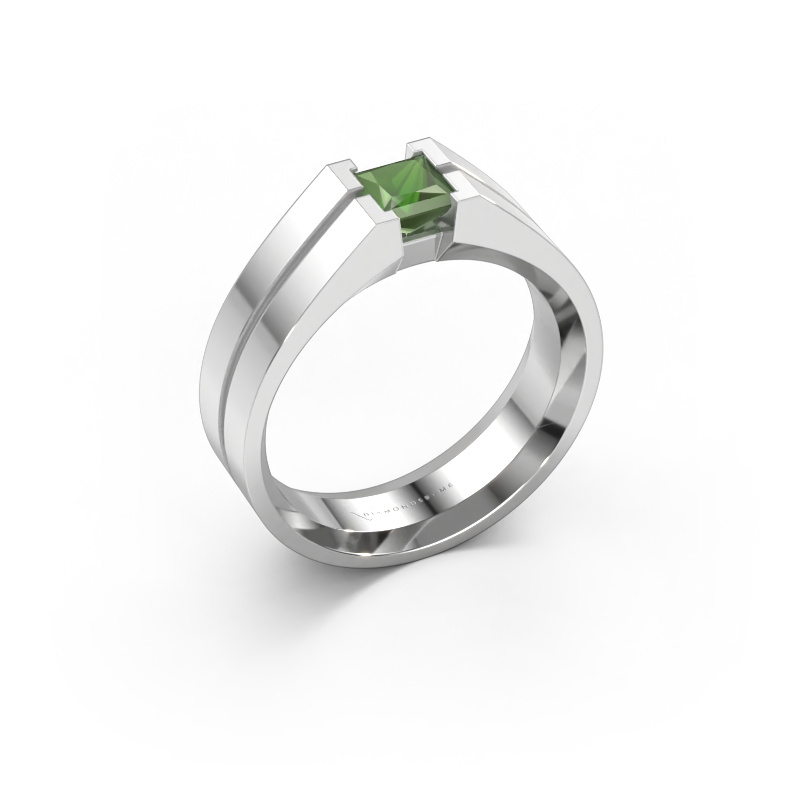 Image of Men's ring Stefan 585 white gold Tourmaline green 4.5 mm