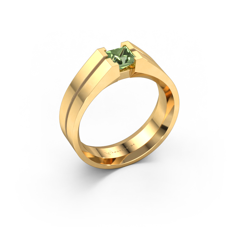 Image of Men's ring Stefan 585 gold Green lab grown diamond 4.5 mm