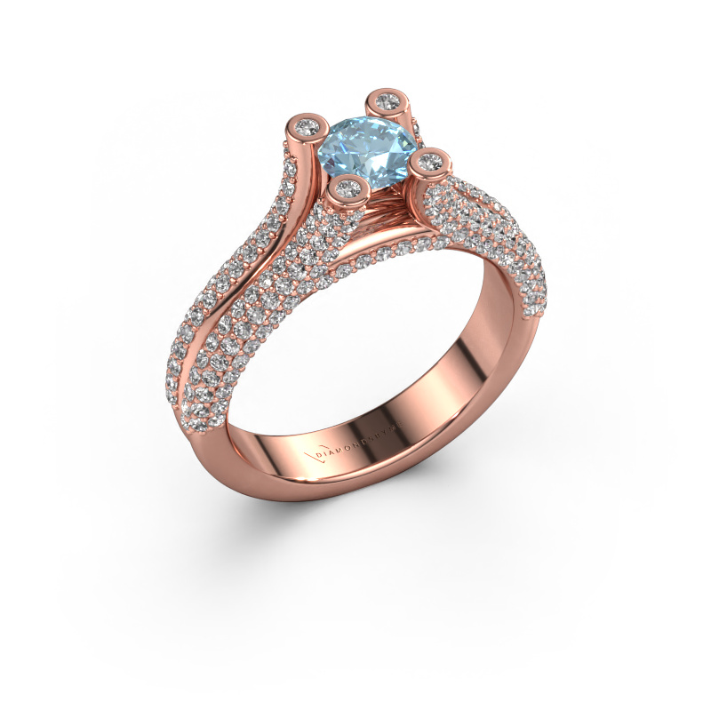 Image of Engagement ring Stefanie 2 585 rose gold Blue lab grown diamond 5 mm