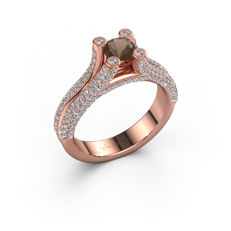 Image of Engagement ring Stefanie 2 585 rose gold Smokey quartz 5 mm