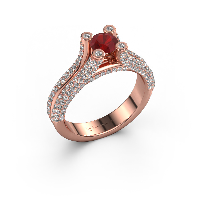Image of Engagement ring Stefanie 2 585 rose gold Ruby 5 mm