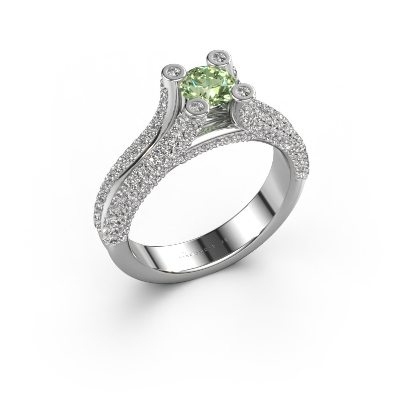 Image de Bague de fiançailles Stefanie 2 950 platine Diamants synthétiques vert 5 mm