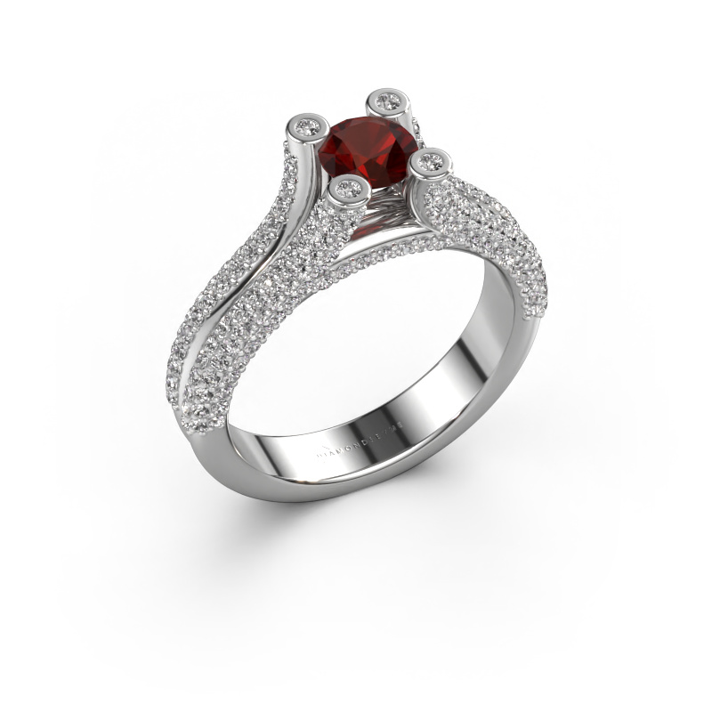 Image of Engagement ring Stefanie 2 585 white gold Garnet 5 mm