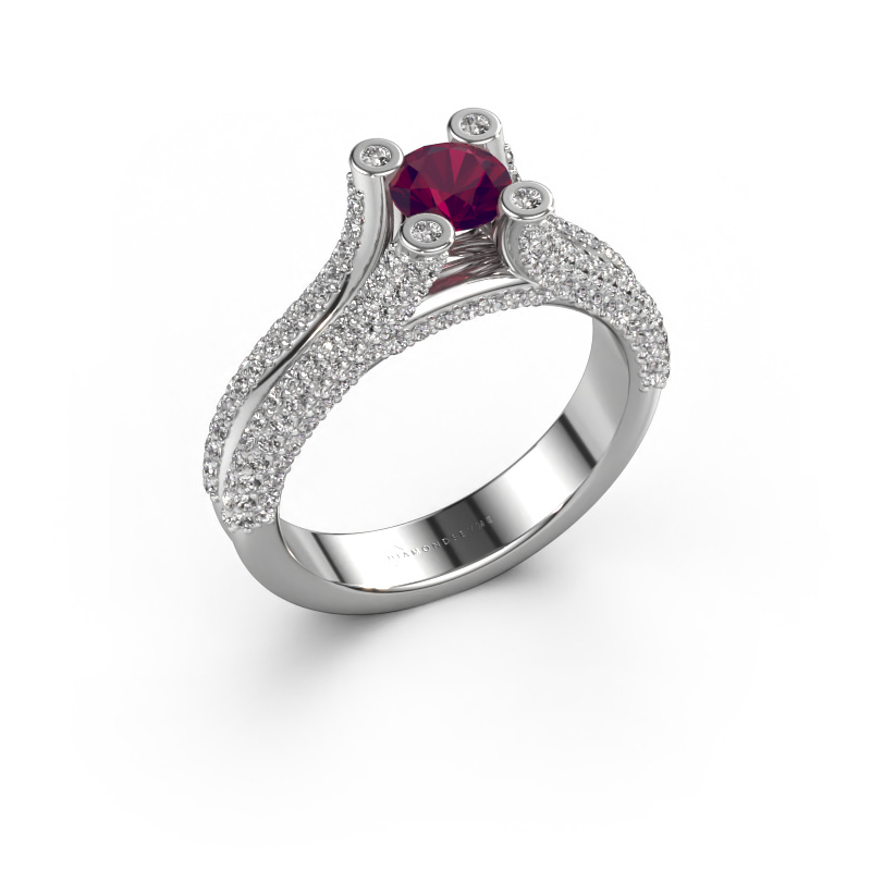 Image of Engagement ring Stefanie 2 585 white gold Rhodolite 5 mm