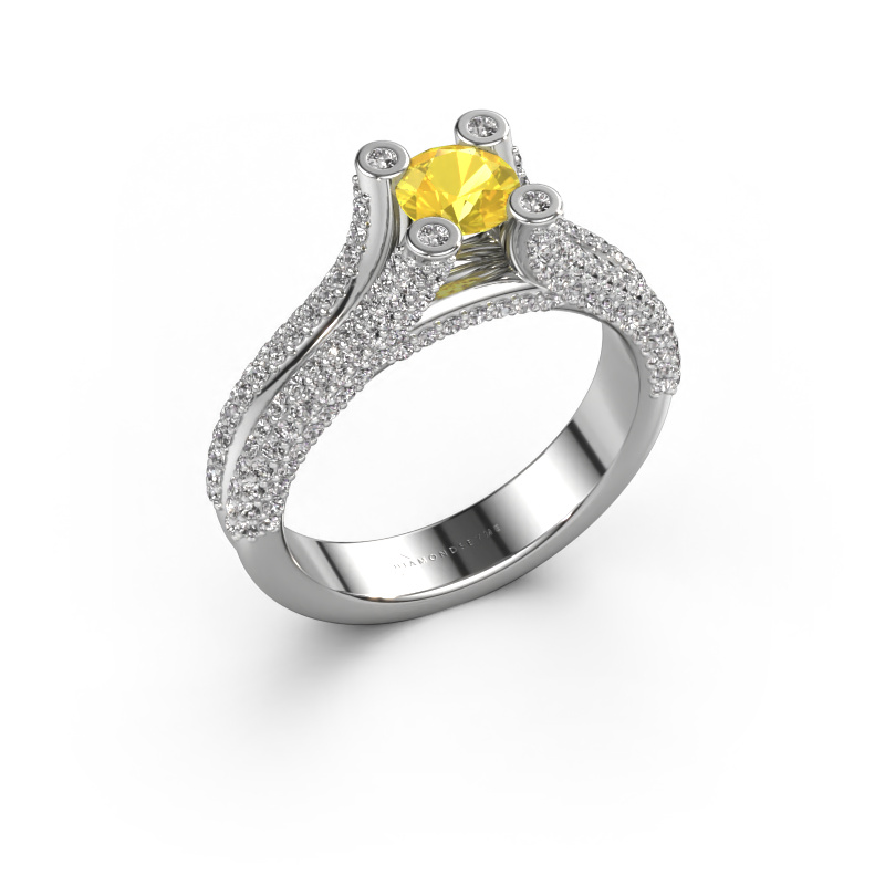 Image of Engagement ring Stefanie 2 950 platinum Yellow sapphire 5 mm