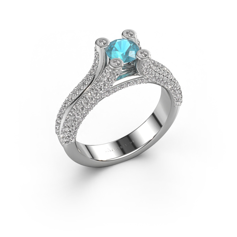 Image of Engagement ring Stefanie 2 950 platinum Blue topaz 5 mm