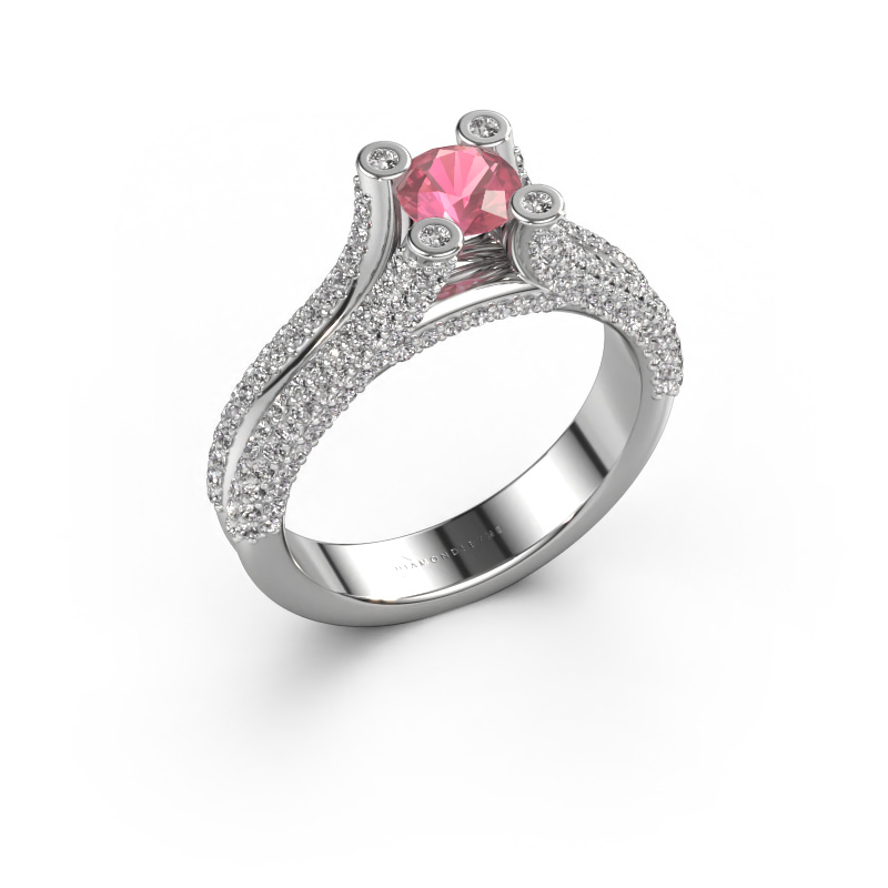 Image of Engagement ring Stefanie 2 585 white gold Tourmaline pink 5 mm
