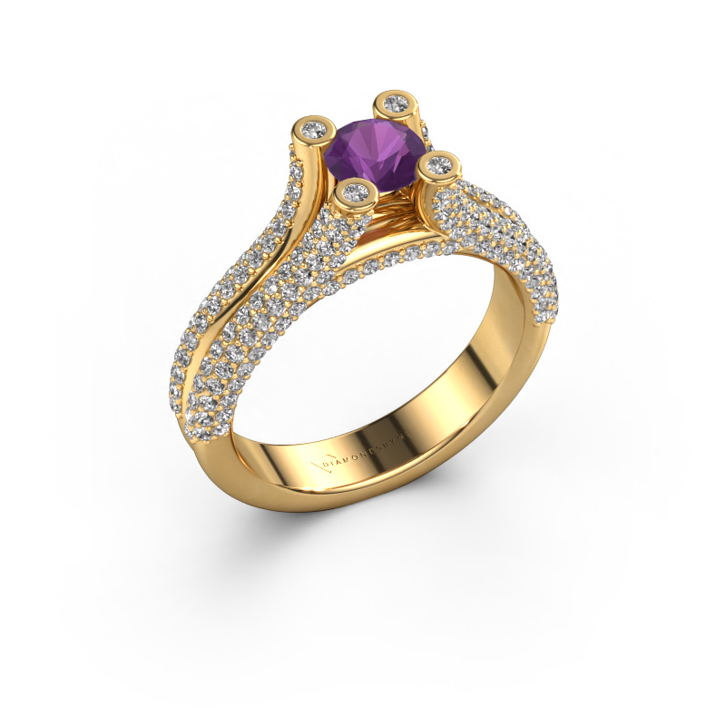Bild von Verlobungsring Stefanie 2 585 Gold Amethyst 5 mm