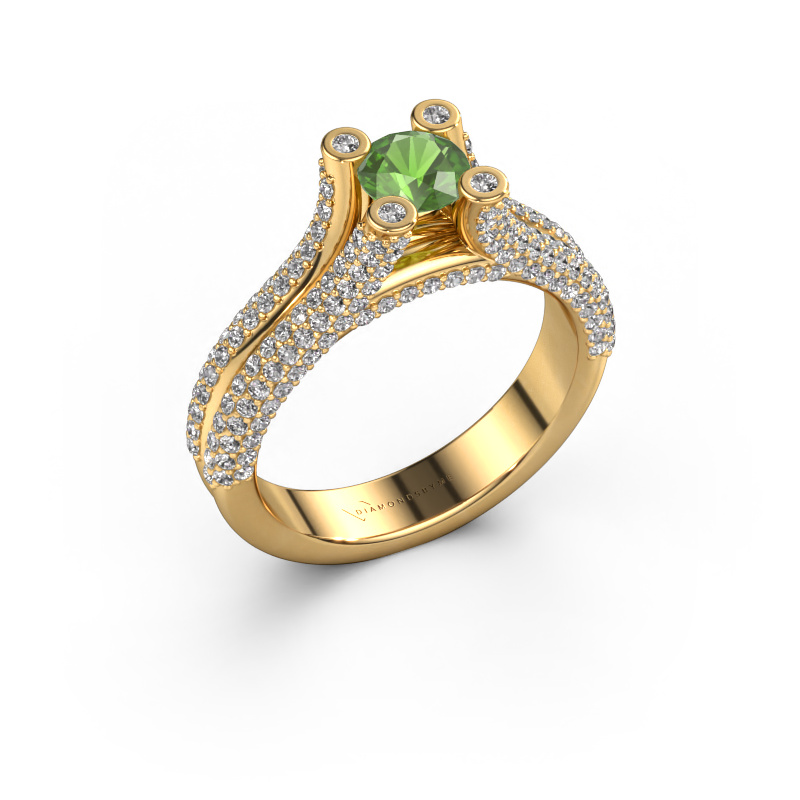 Image of Engagement ring Stefanie 2 585 gold Tourmaline green 5 mm