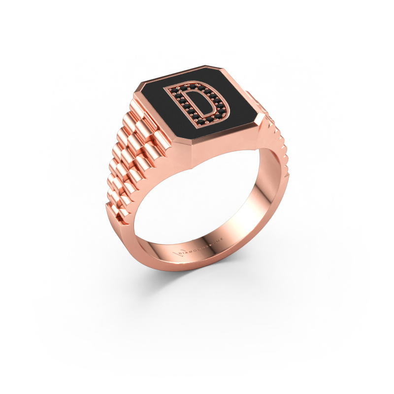 Bild av Signetring Stephan 1 585 roséguld Svart diamant 0.080 crt