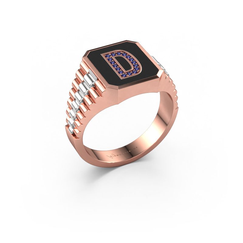 Image of Signet ring Stephan 1 585 rose gold Sapphire 0.9 mm