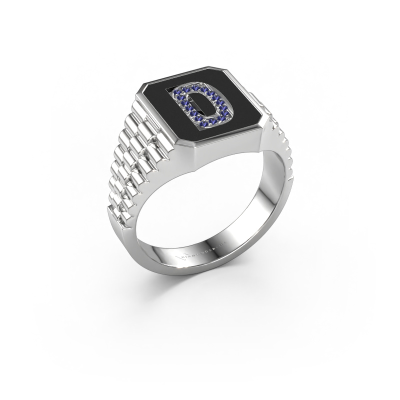Image of Signet ring Stephan 1 585 white gold Sapphire 0.9 mm