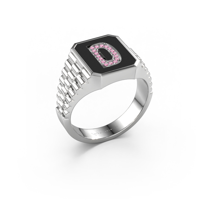 Image of Signet ring Stephan 1 585 white gold Pink sapphire 0.9 mm