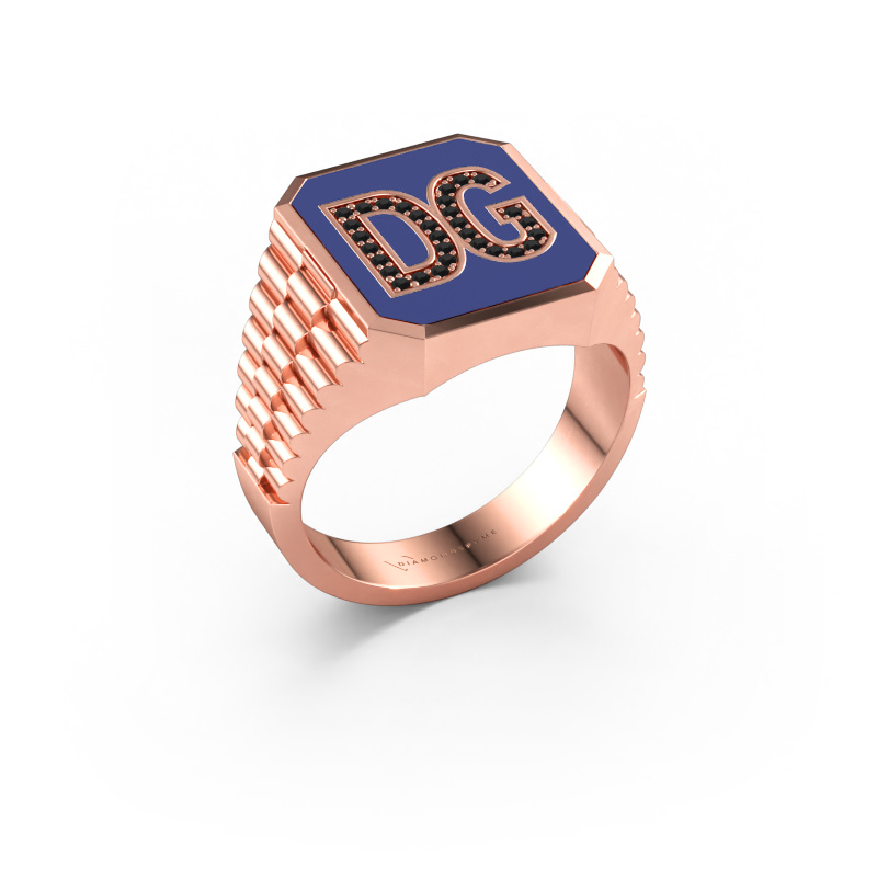 Bild von Siegelring Stephan 2 585 Roségold Schwarz Diamant 0.146 crt