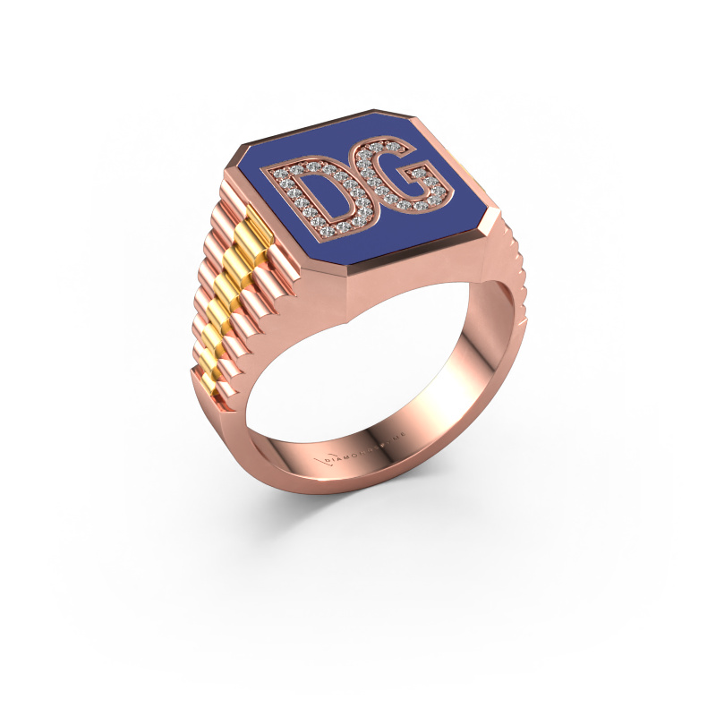 Image of Signet ring Stephan 2 585 rose gold Zirconia 0.9 mm