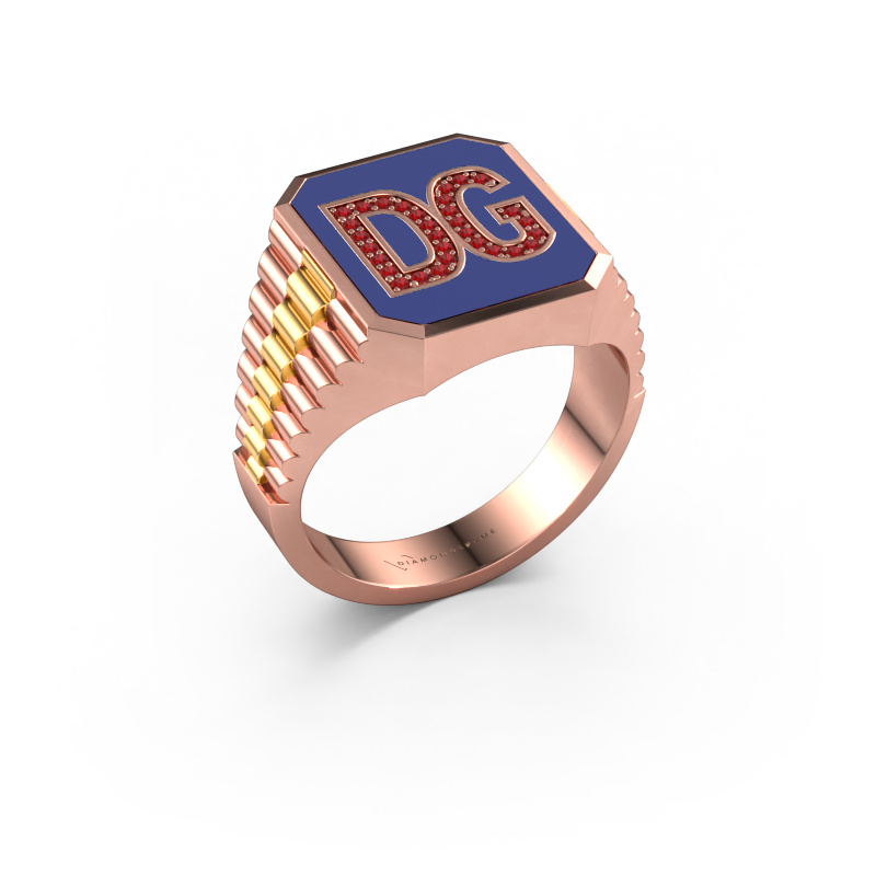 Image of Signet ring Stephan 2 585 rose gold Ruby 0.9 mm