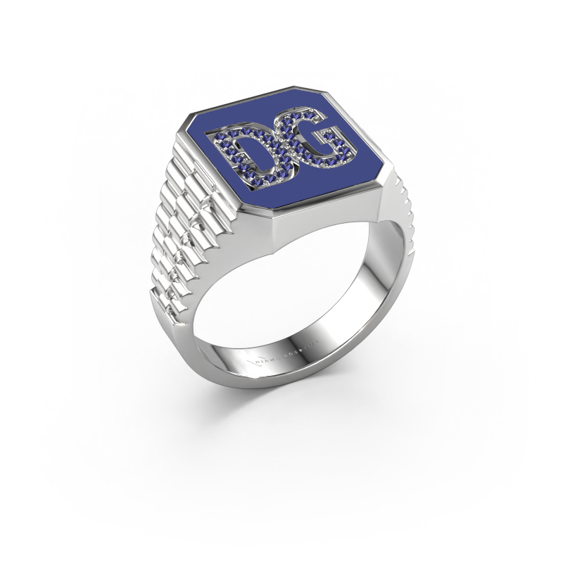 Image of Signet ring Stephan 2 950 platinum Sapphire 0.9 mm