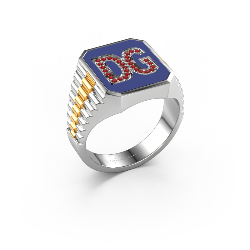 Image of Signet ring Stephan 2 585 white gold Ruby 0.9 mm