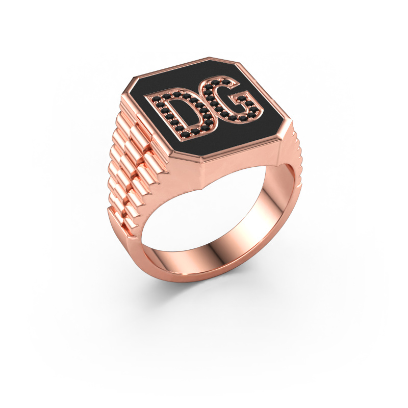 Bild von Rolex-Stil-Ring Stephan 3 585 Roségold Schwarz Diamant 0.006 crt
