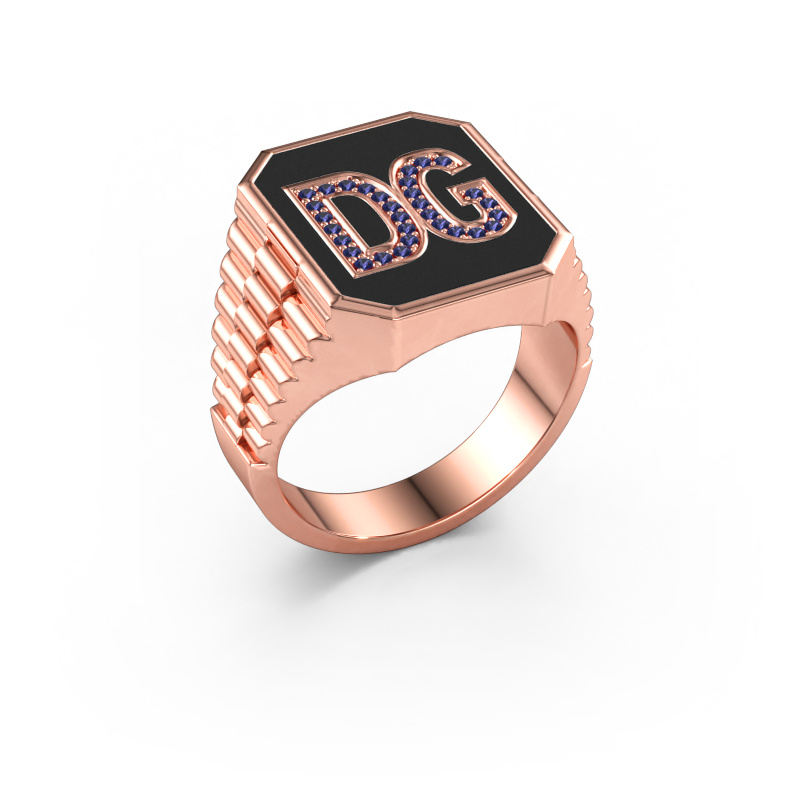 Image de Bague style Rolex Stephan 3 585 or rose Saphir 1 mm