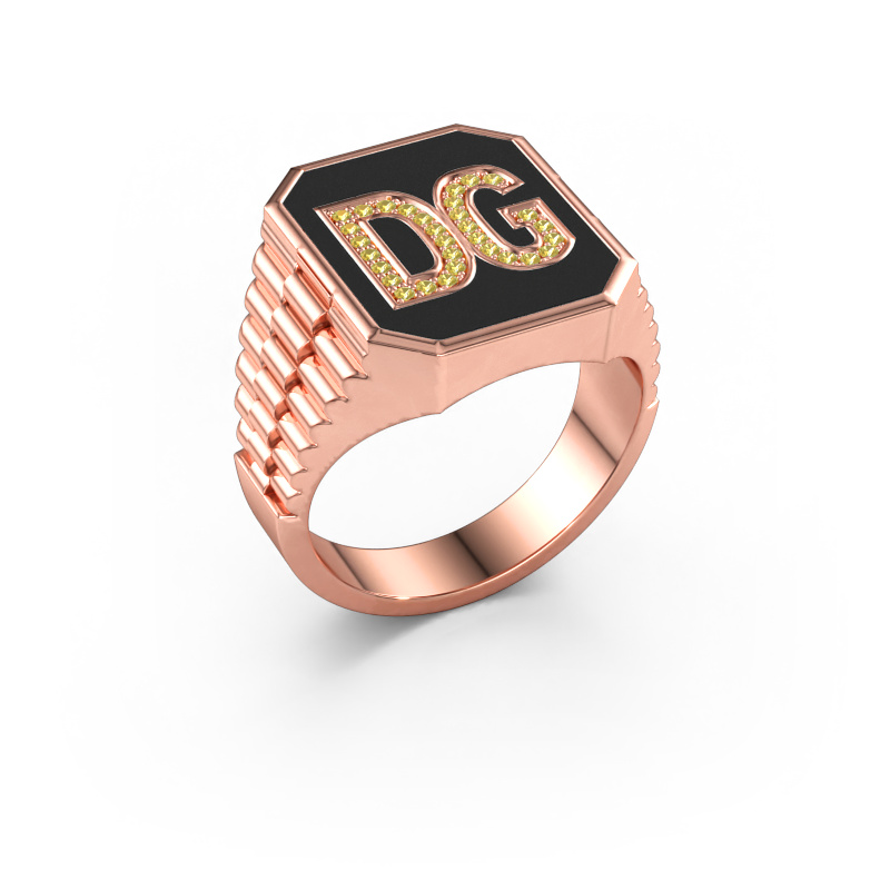 Image de Bague style Rolex Stephan 3 585 or rose Saphir jaune 1 mm