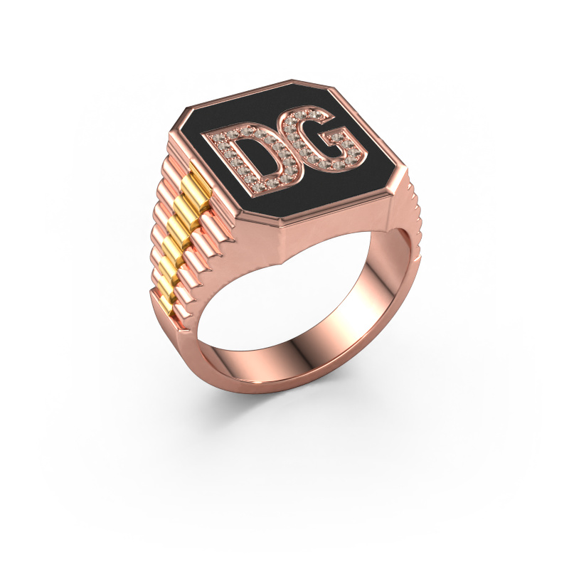 Image of Rolex style ring Stephan 3 585 rose gold Brown diamond 0.005 crt