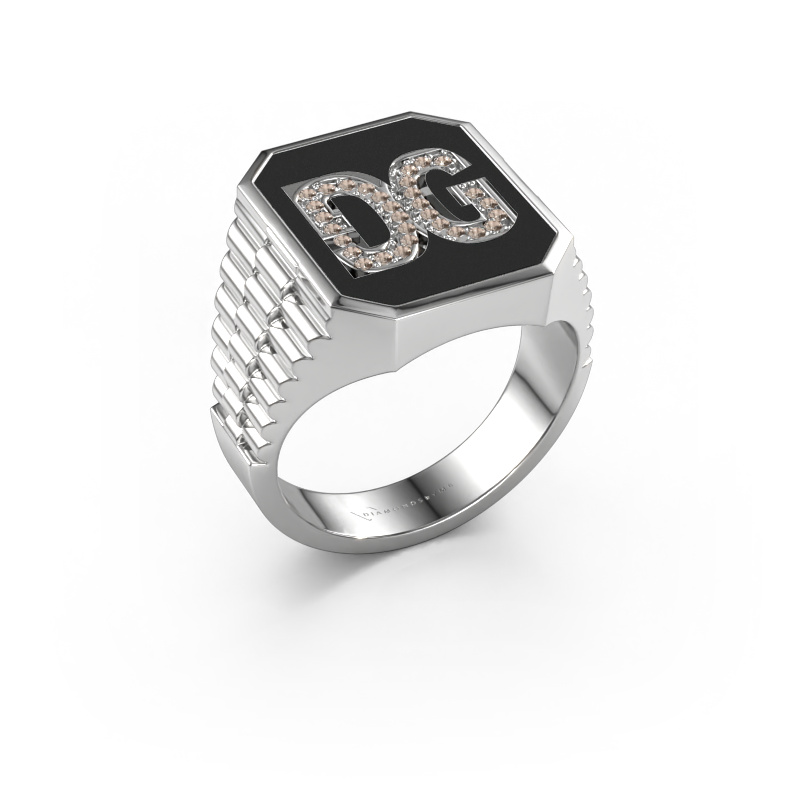 Image of Rolex style ring Stephan 3 950 platinum Brown diamond 0.005 crt