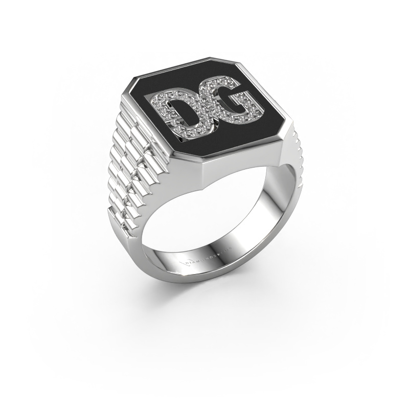 Image of Rolex style ring Stephan 3 950 platinum Zirconia 1 mm