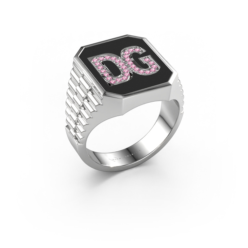 Image of Rolex style ring Stephan 3 950 platinum Pink sapphire 1 mm