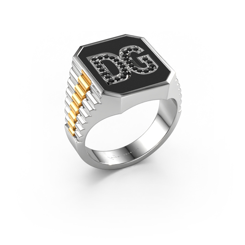 Bild von Rolex Stil Ring Stephan 3 585 Weißgold Schwarz Diamant 0.006 crt