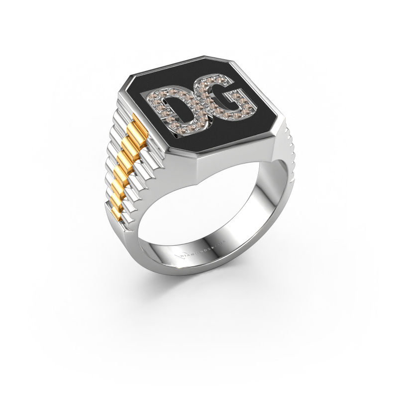 Bild von Rolex Stil Ring Stephan 3 585 Weißgold Braun Diamant 0.005 crt