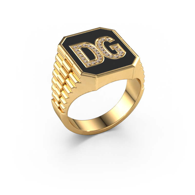 Image of Rolex style ring Stephan 3 585 gold Brown diamond 0.005 crt