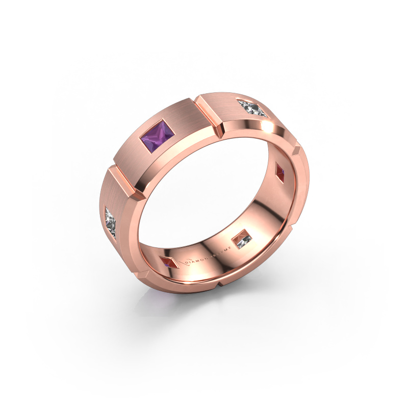 Image of Men's ring Steve 585 rose gold Amethyst 3 mm